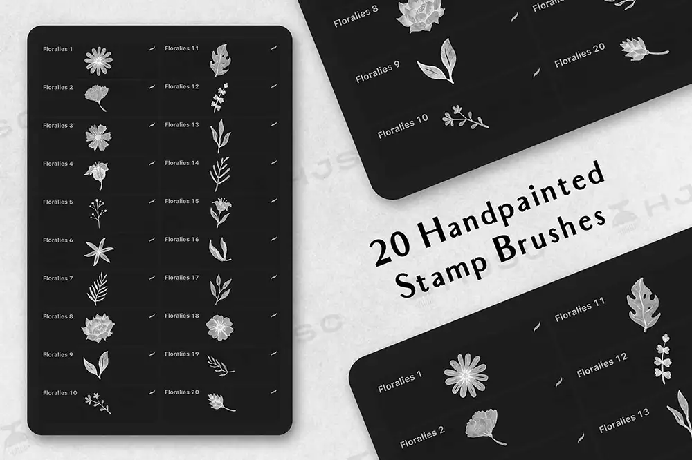 植物树叶笔刷手绘小清新水彩叶子花卉花朵花花procreate笔刷