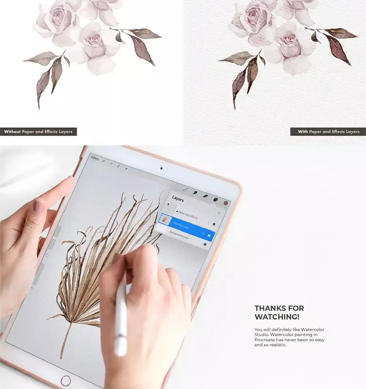 超级真实水彩质感Watercolor Brushes Kit 套装Procreate笔刷