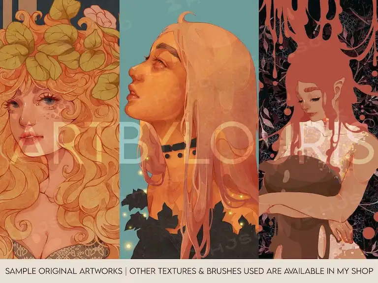 artbylouris插画师同款铅笔水彩质感纹理人物绘画procreate笔刷