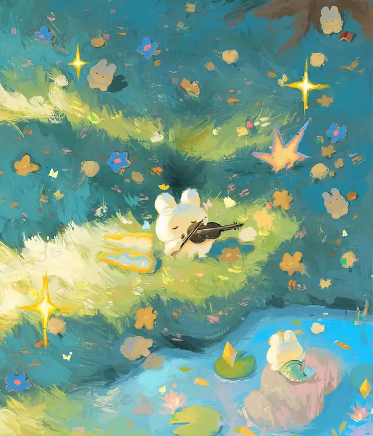 Happyyu插画师油画水粉油画棒肌理可爱卡通儿童厚涂procreate笔刷