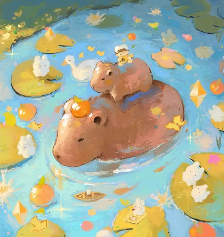 Happyyu插画师油画水粉油画棒肌理可爱卡通儿童厚涂procreate笔刷