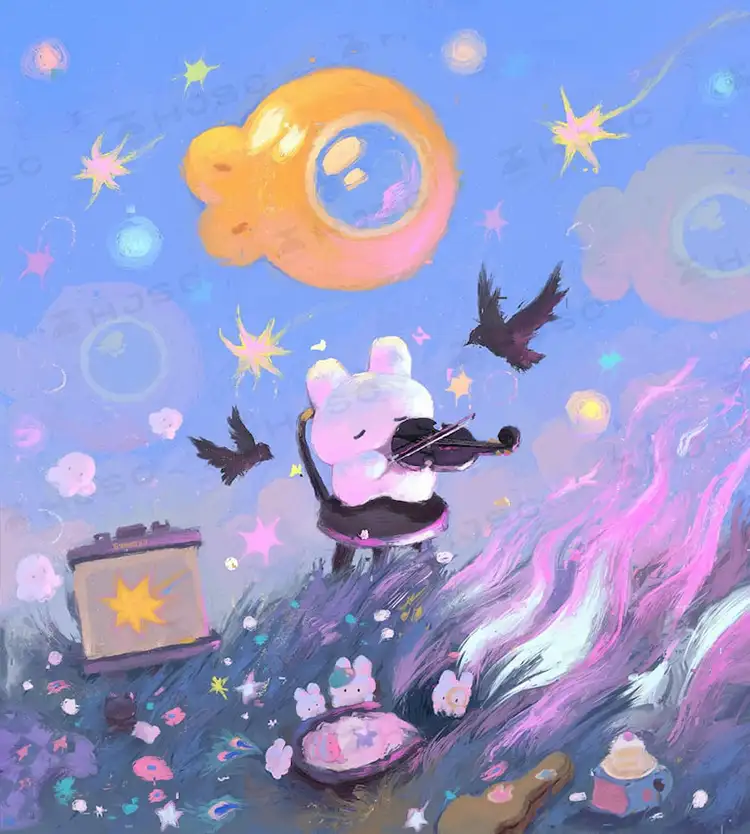 Happyyu插画师油画水粉油画棒肌理可爱卡通儿童厚涂procreate笔刷