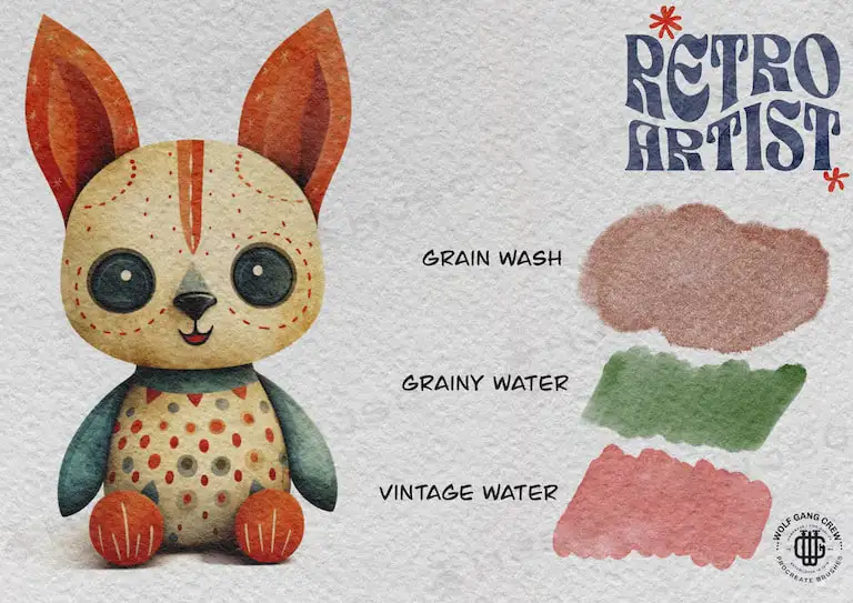 复古艺术水彩画水墨纹理质感纸张纹理人像Procreate笔刷全套