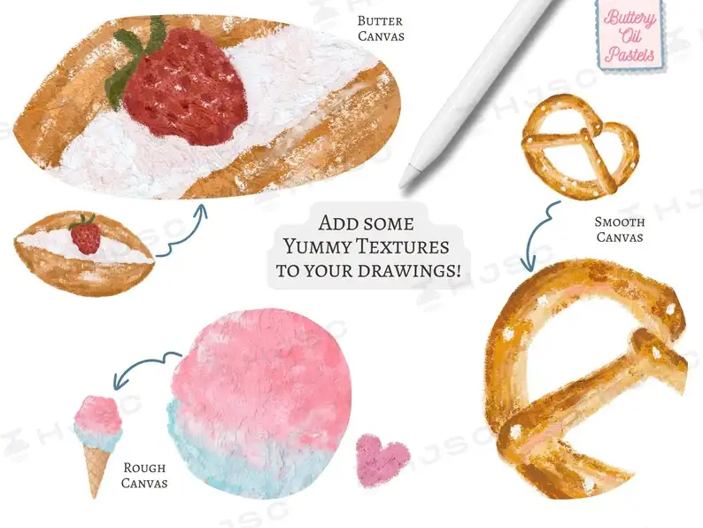 油画棒笔刷奶油质感纹理美食插画立体厚涂绘画procreate笔刷全套