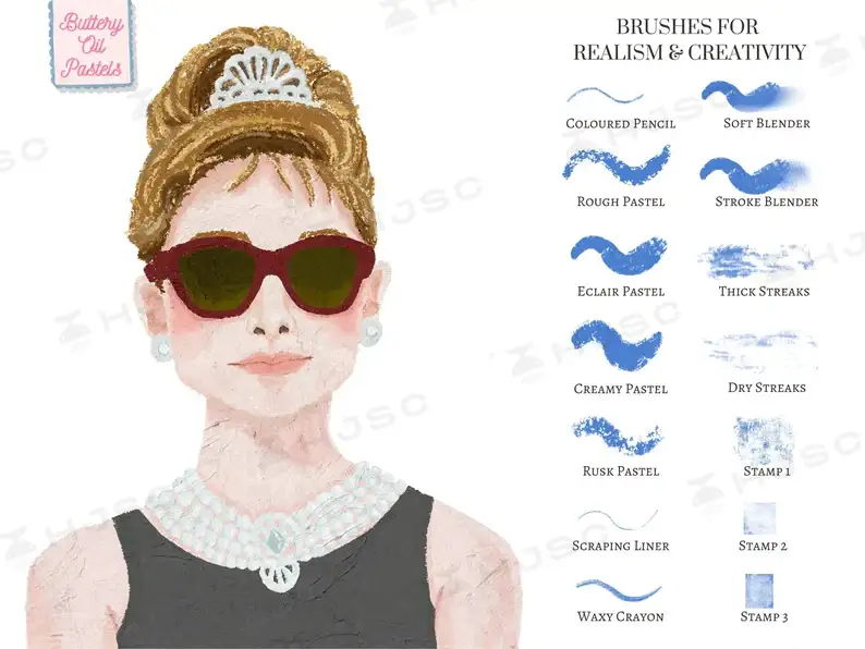 油画棒笔刷奶油质感纹理美食插画立体厚涂绘画procreate笔刷全套