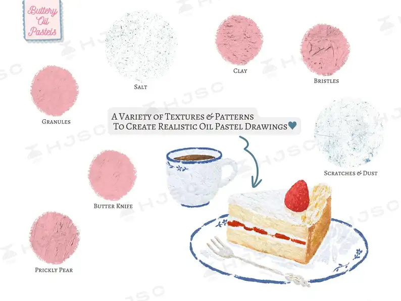 油画棒笔刷奶油质感纹理美食插画立体厚涂绘画procreate笔刷全套