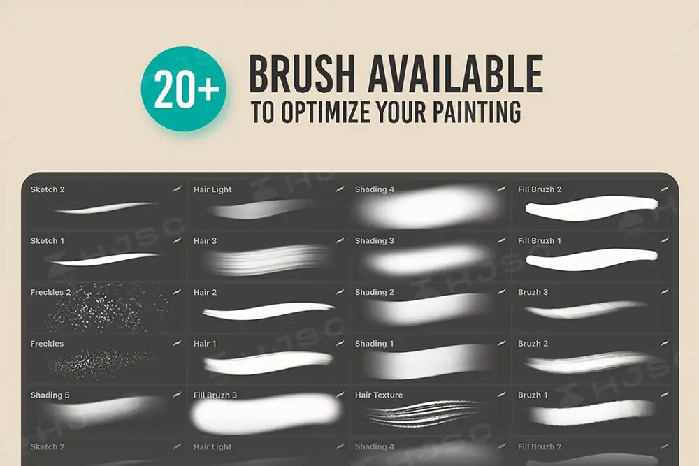 人像厚涂头像头发上色插画CG原画procreate笔刷全套