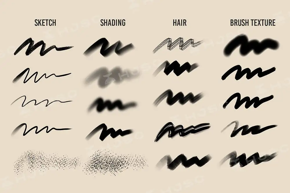 人像厚涂头像头发上色插画CG原画procreate笔刷全套