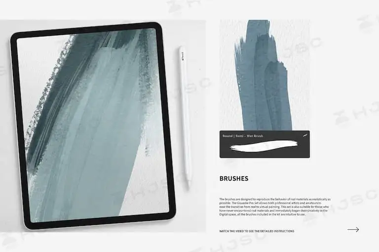 水粉笔刷丙烯画水粉画水粉笔画笔纸纹素材procreate笔刷