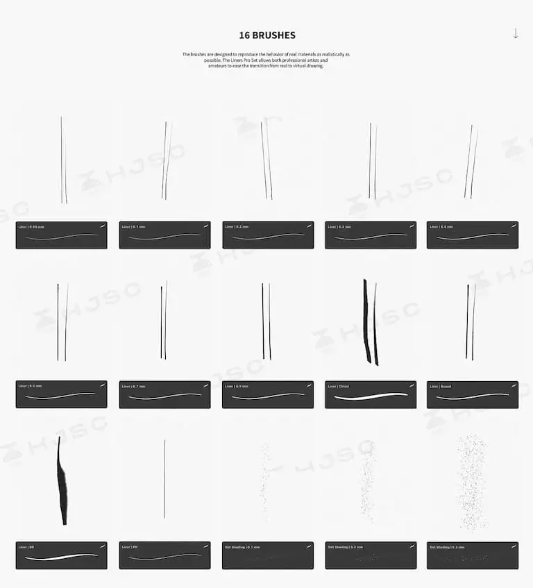 勾线漫画美术工笔绘画草图丝滑描边速写针管勾线procreate笔刷