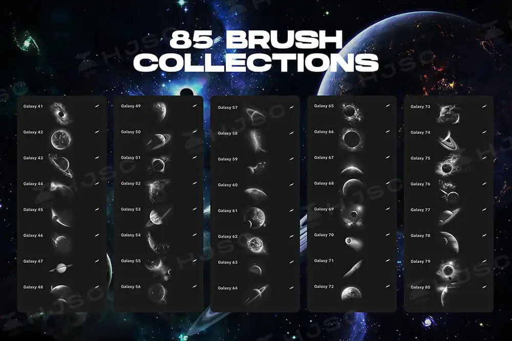 宇宙太空银河星系星球星云星空太阳球体陨石procreate笔刷