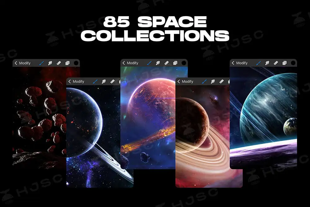 宇宙太空银河星系星球星云星空太阳球体陨石procreate笔刷