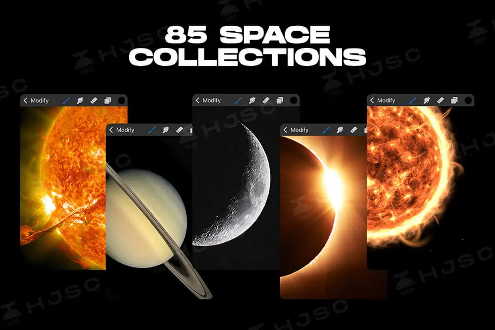 宇宙太空银河星系星球星云星空太阳球体陨石procreate笔刷