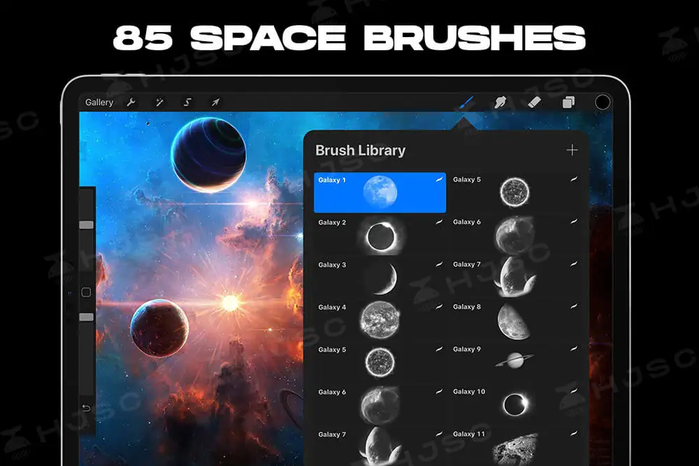 宇宙太空银河星系星球星云星空太阳球体陨石procreate笔刷