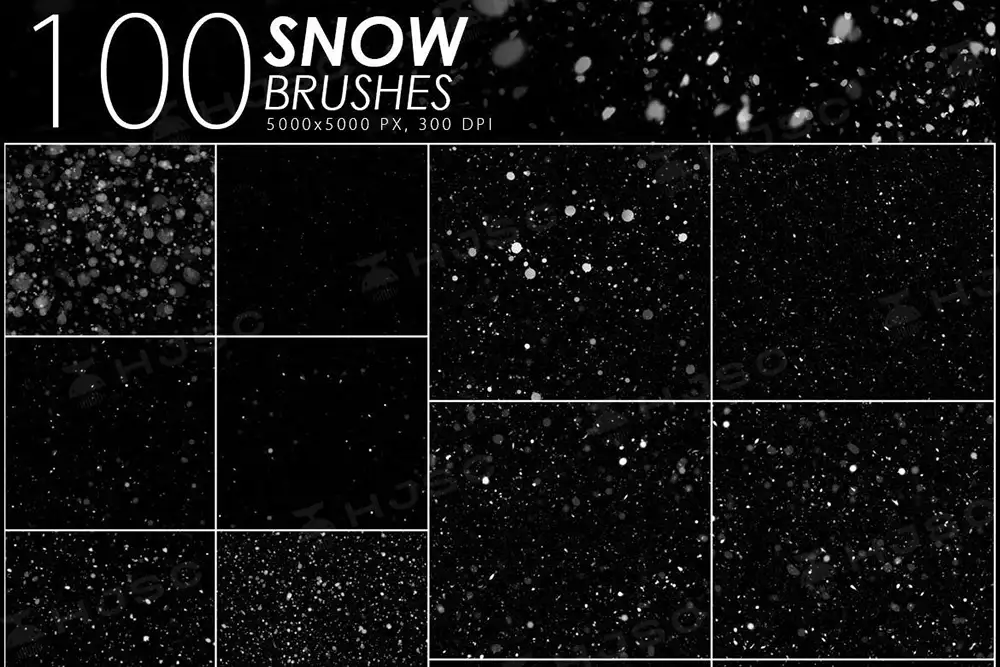 下雪特效雪花飘落素材冬季大雪procreate笔刷ps笔刷