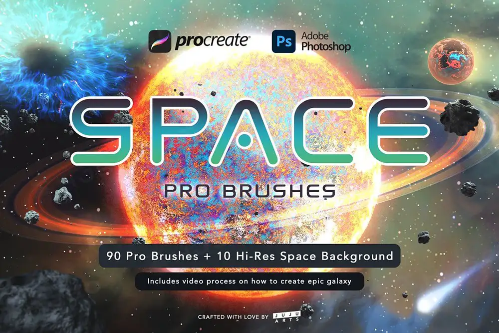 宇宙太空银河元素星系星球星云星空行星陨石procreate笔刷ps笔刷