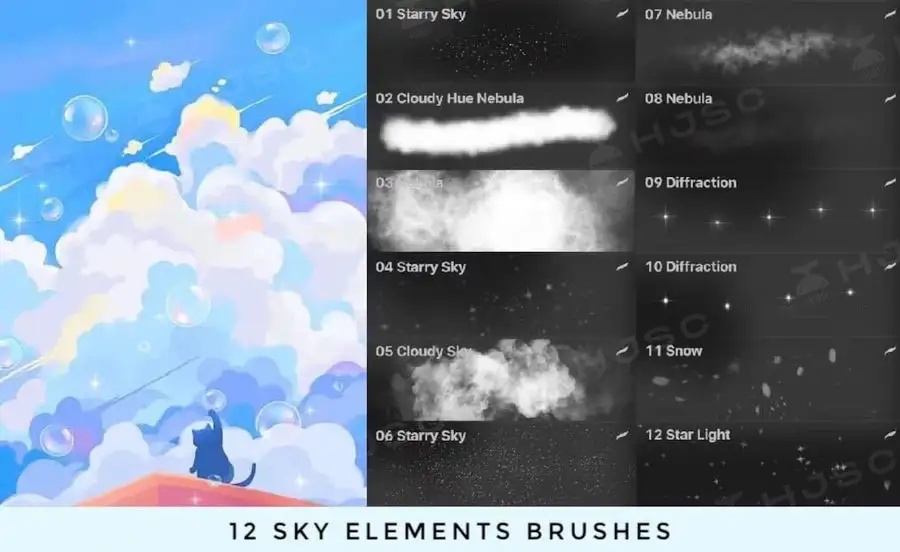 动漫漫画日漫日系宫崎骏天空云彩云层云朵白云procreate笔刷