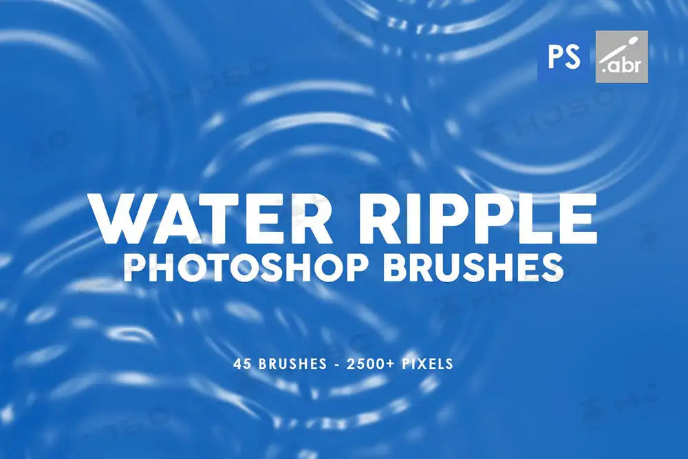 水波纹图形笔刷素材水面波纹涟漪图案ps笔刷procreate笔刷