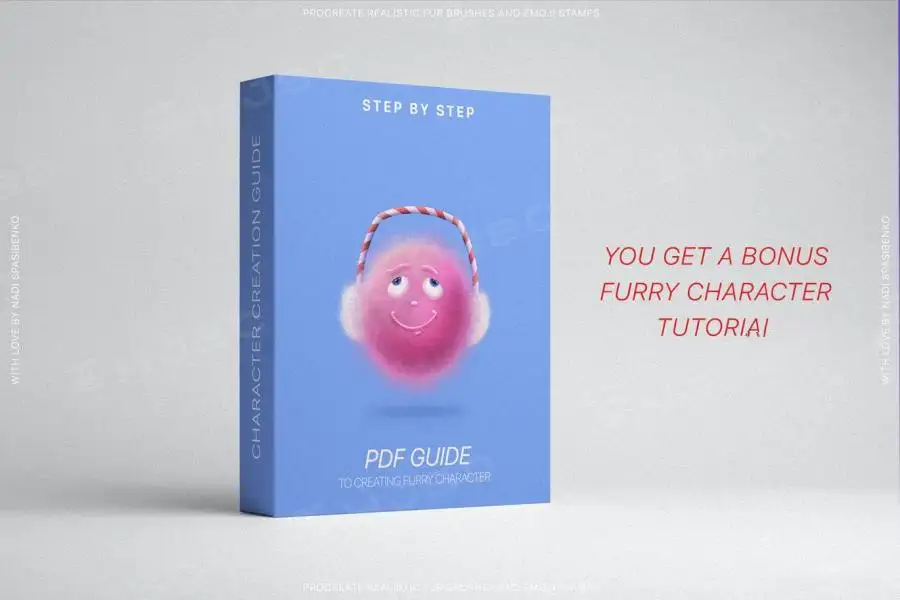 毛茸茸毛绒绒可爱动物毛绒蓬松毛发毛球procreate笔刷