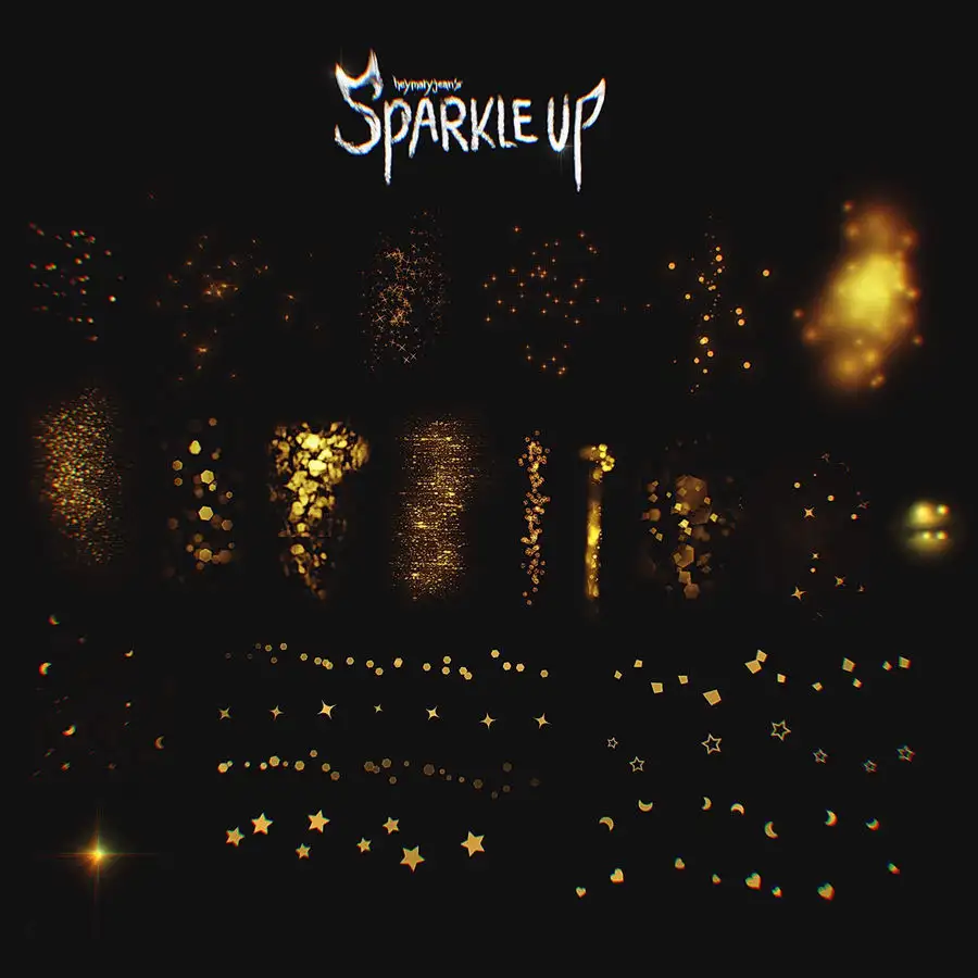 眼影高光氛围闪光亮片闪粉星星发光装饰点缀人像画procreate笔刷