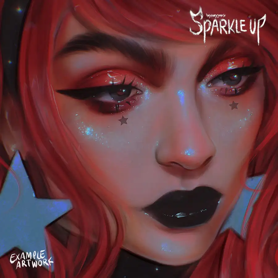 眼影高光氛围闪光亮片闪粉星星发光装饰点缀人像画procreate笔刷