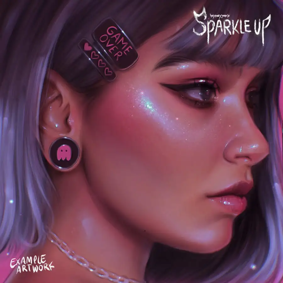 眼影高光氛围闪光亮片闪粉星星发光装饰点缀人像画procreate笔刷