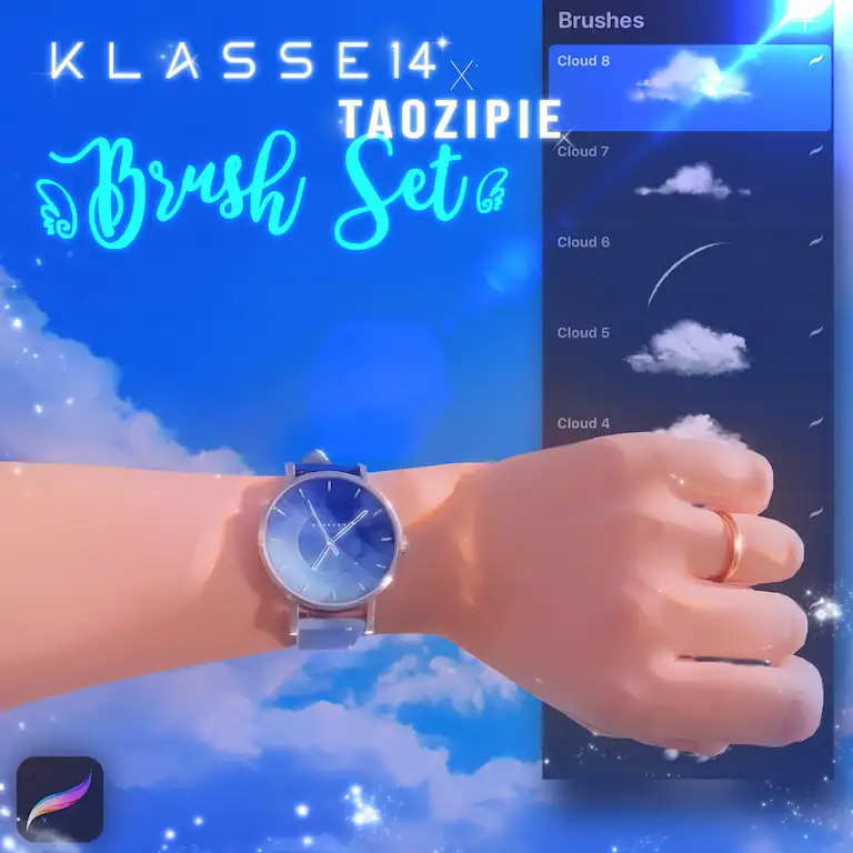 全套taozipie网红插画人像人物美妆厚涂procreate笔刷