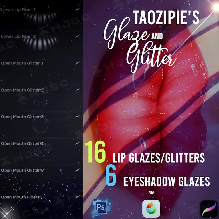 全套taozipie网红插画人像人物美妆厚涂procreate笔刷