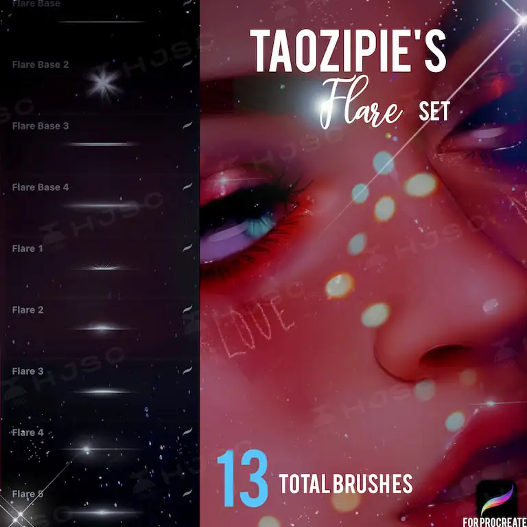 全套taozipie网红插画人像人物美妆厚涂procreate笔刷