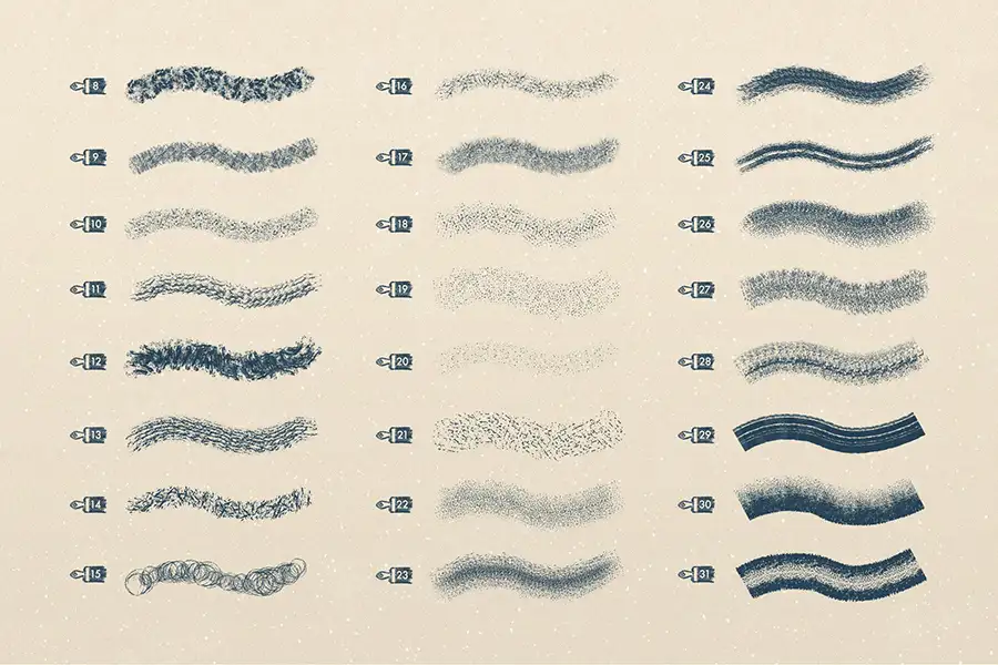 颗粒噪点质感纹理素描铅笔插画绘画AI矢量画笔ai笔刷