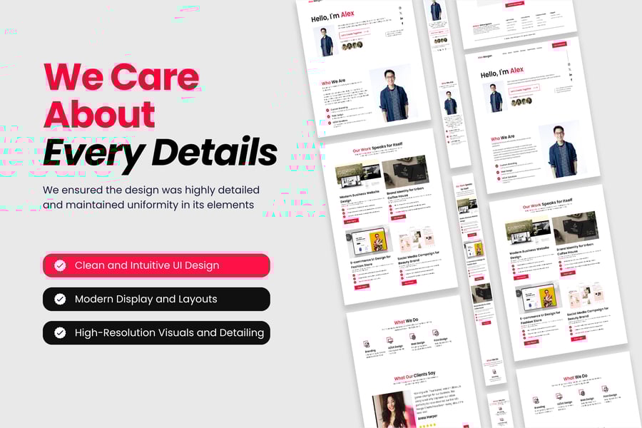 作品集着陆页面网页模板 (FIG,PSD,SKETCH,XD)
