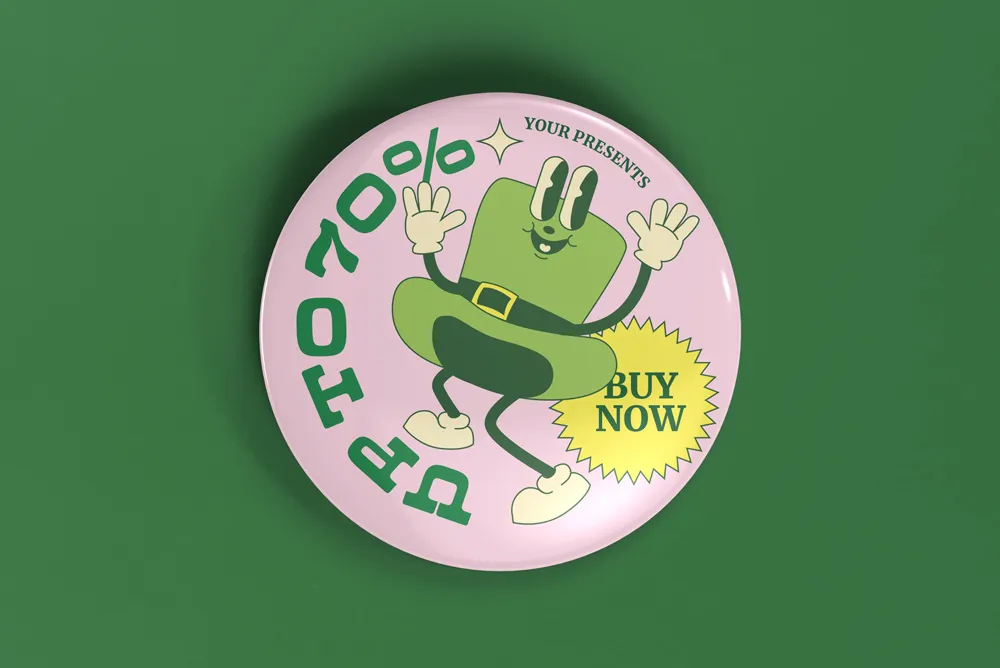 圆形金属胸针徽章别针PSD贴图样机文创周边VI作品效果图设计素材