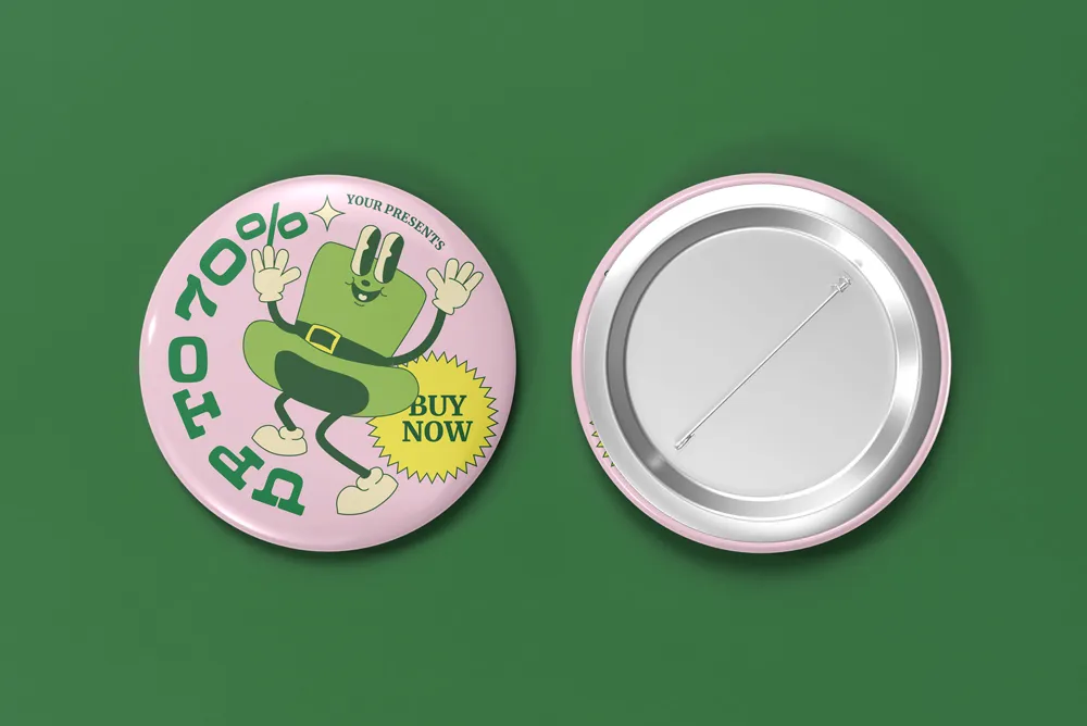 圆形金属胸针徽章别针PSD贴图样机文创周边VI作品效果图设计素材