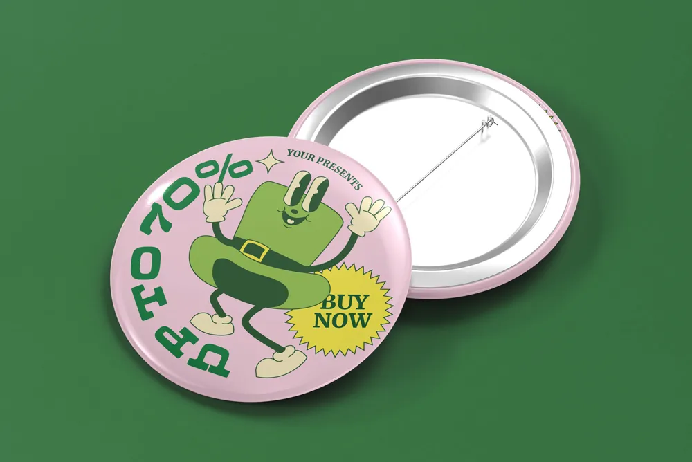 圆形金属胸针徽章别针PSD贴图样机文创周边VI作品效果图设计素材