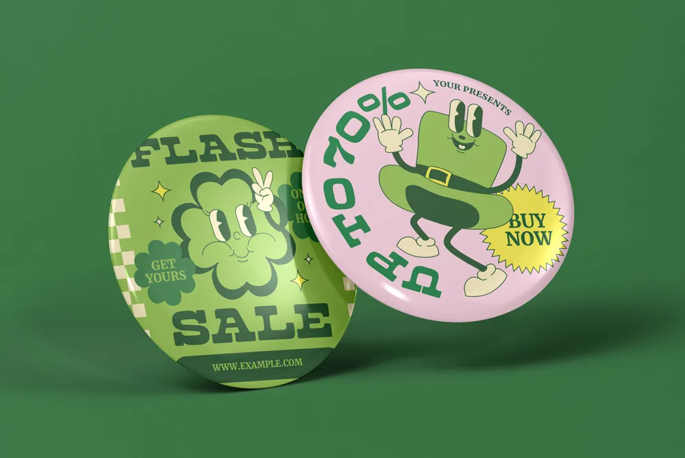 圆形金属胸针徽章别针PSD贴图样机文创周边VI作品效果图设计素材