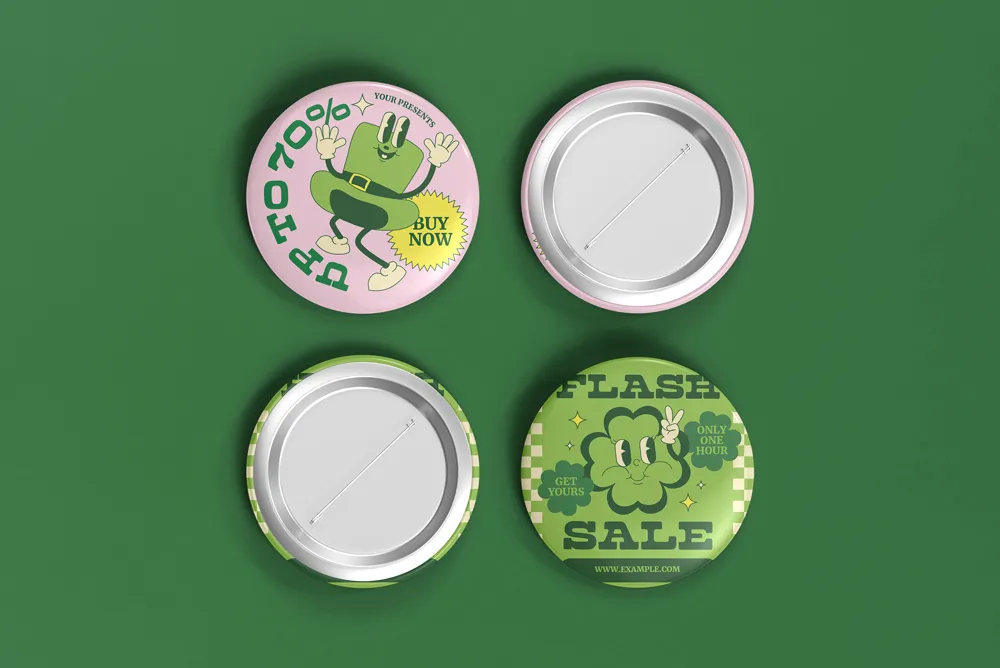 圆形金属胸针徽章别针PSD贴图样机文创周边VI作品效果图设计素材