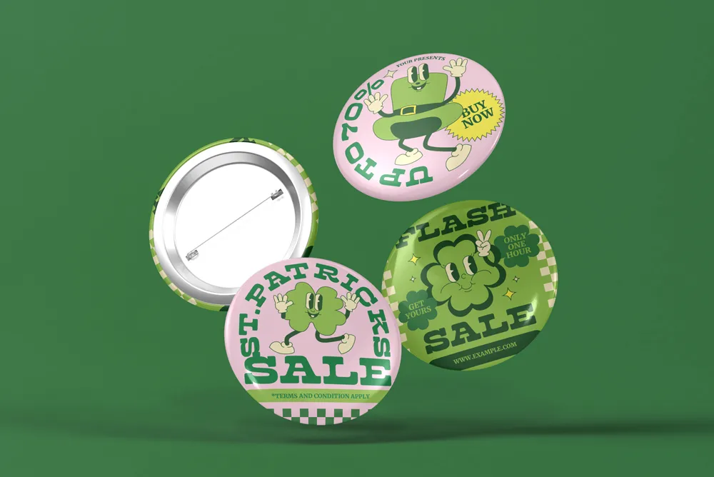 圆形金属胸针徽章别针PSD贴图样机文创周边VI作品效果图设计素材