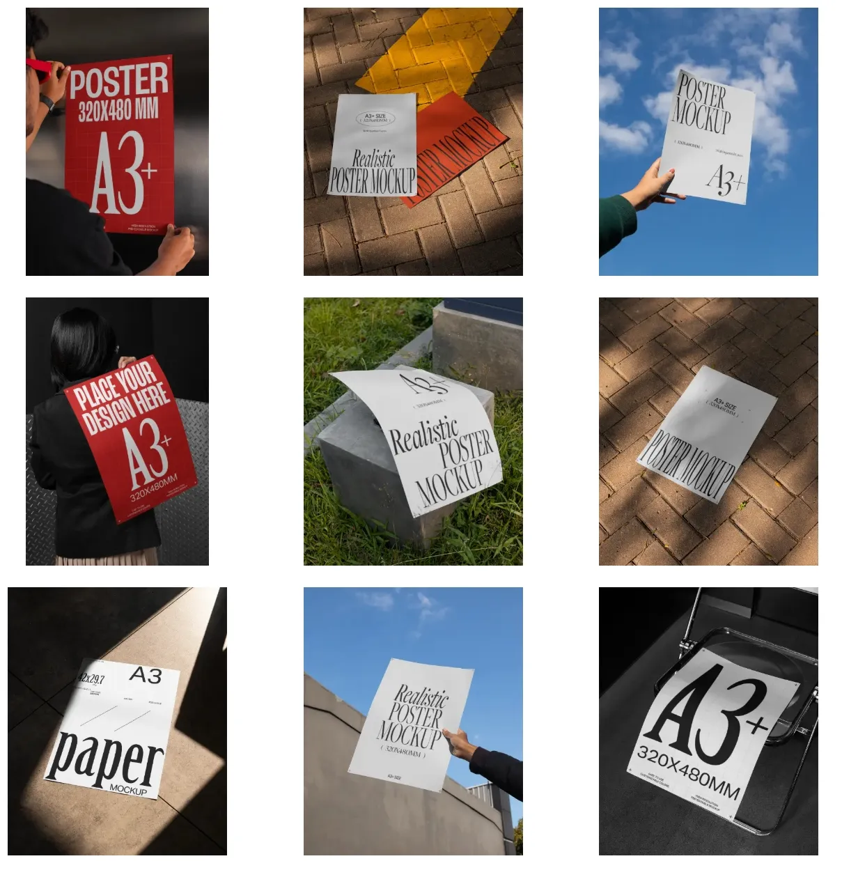 极简现代A3海报传单单页纸张设计效果图VI展示PSD贴图样机素材PS