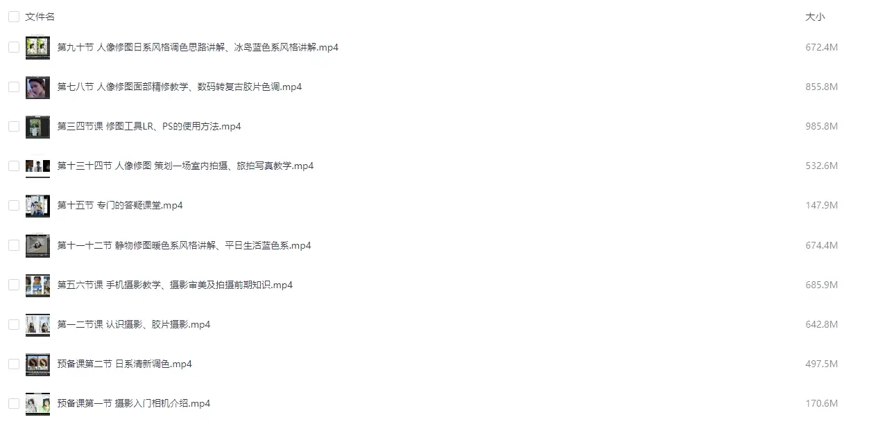 陈宇学长日系人像静物摄影修图课第九期