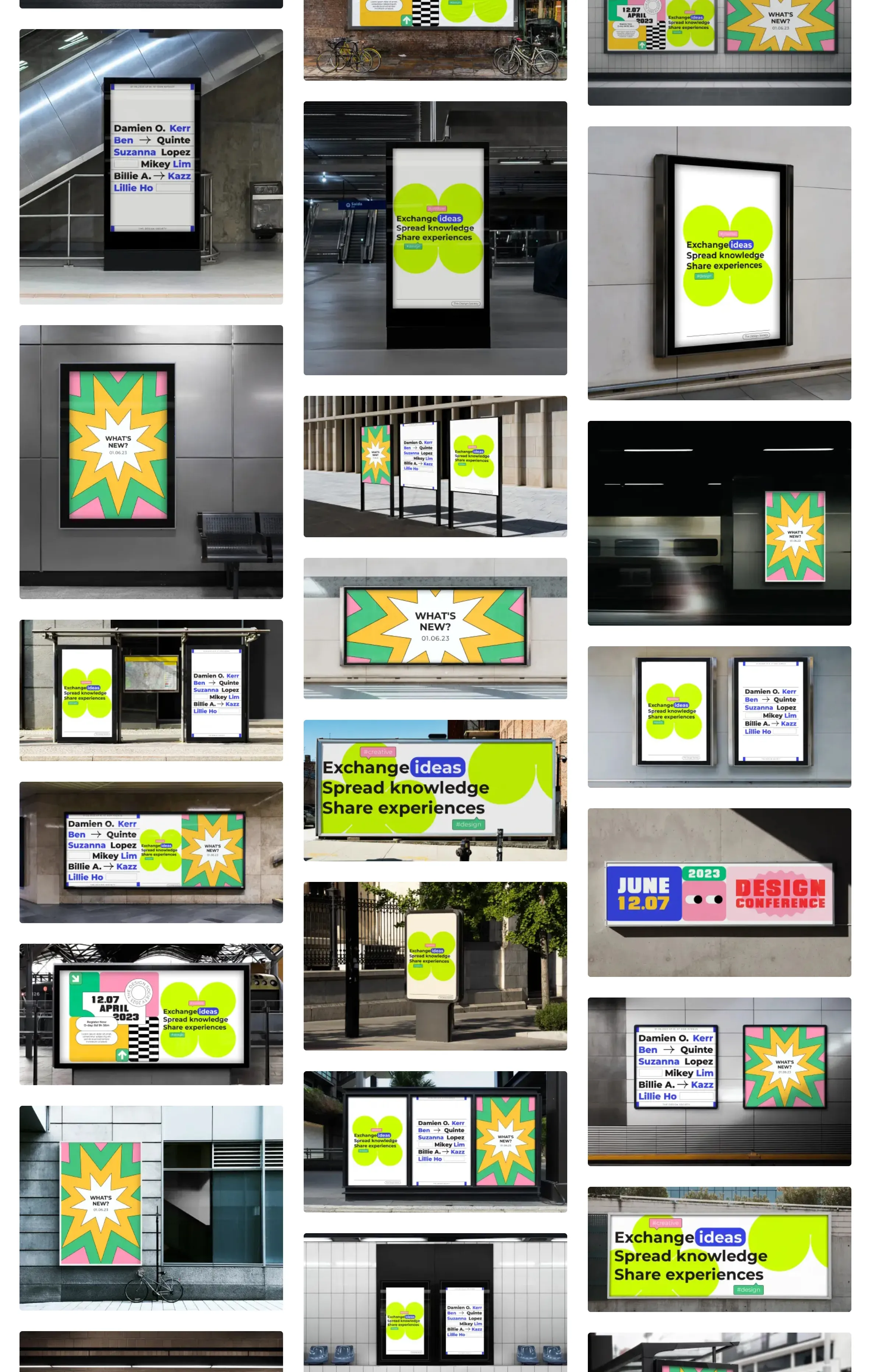 户外街头海报公交站广告牌场景实景效果图展示贴图psd样机素材