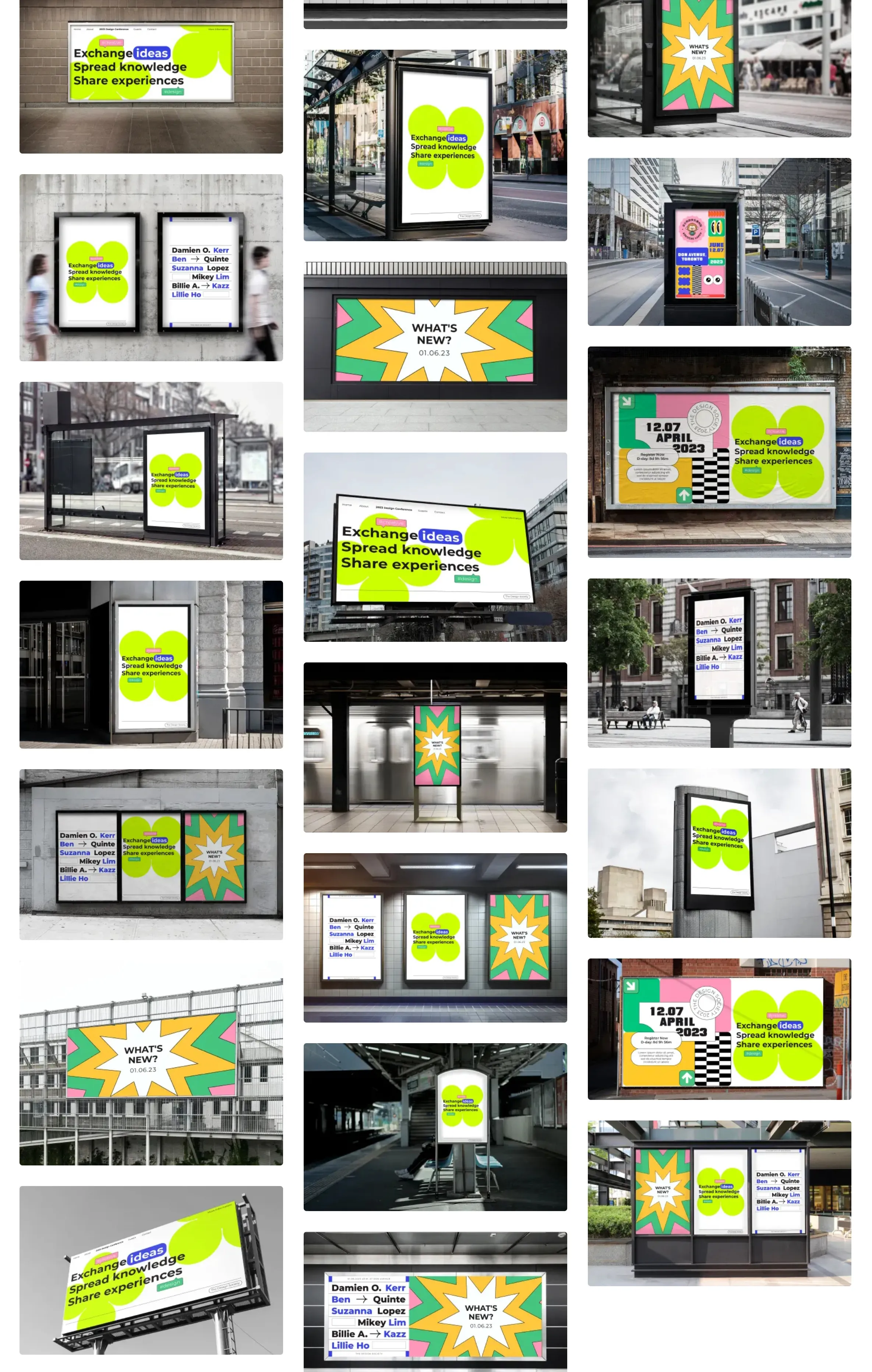 户外街头海报公交站广告牌场景实景效果图展示贴图psd样机素材