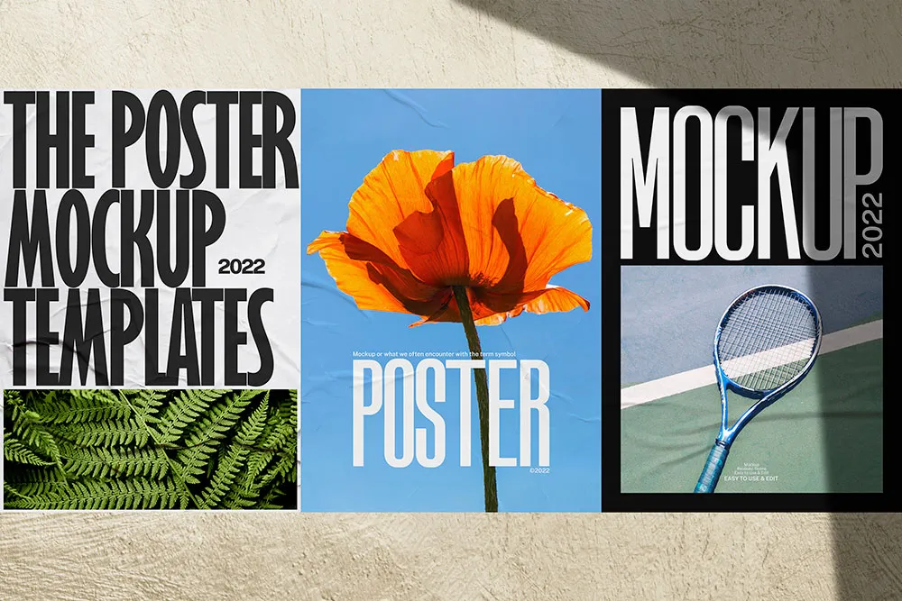 户外街景墙面广告海报展示效果图VI样机PS贴图样机PSD设计素材