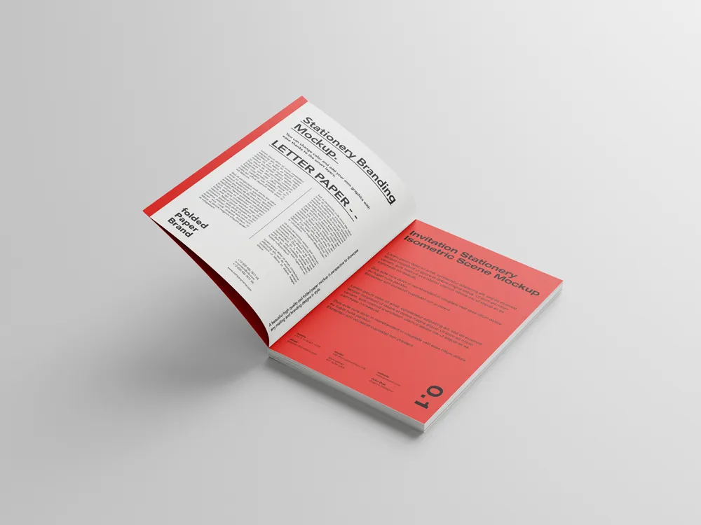 A4画册书籍杂志封面内页VI效果图展示PSD贴图样机设计素材模板