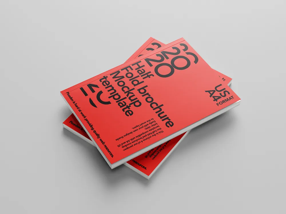 A4画册书籍杂志封面内页VI效果图展示PSD贴图样机设计素材模板