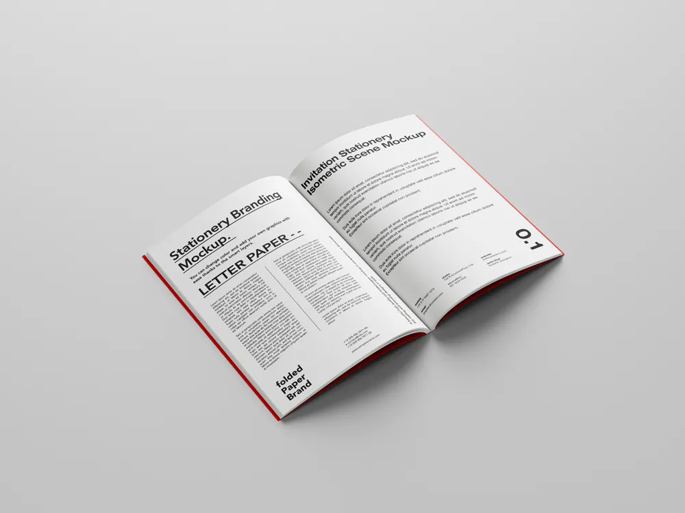 A4画册书籍杂志封面内页VI效果图展示PSD贴图样机设计素材模板