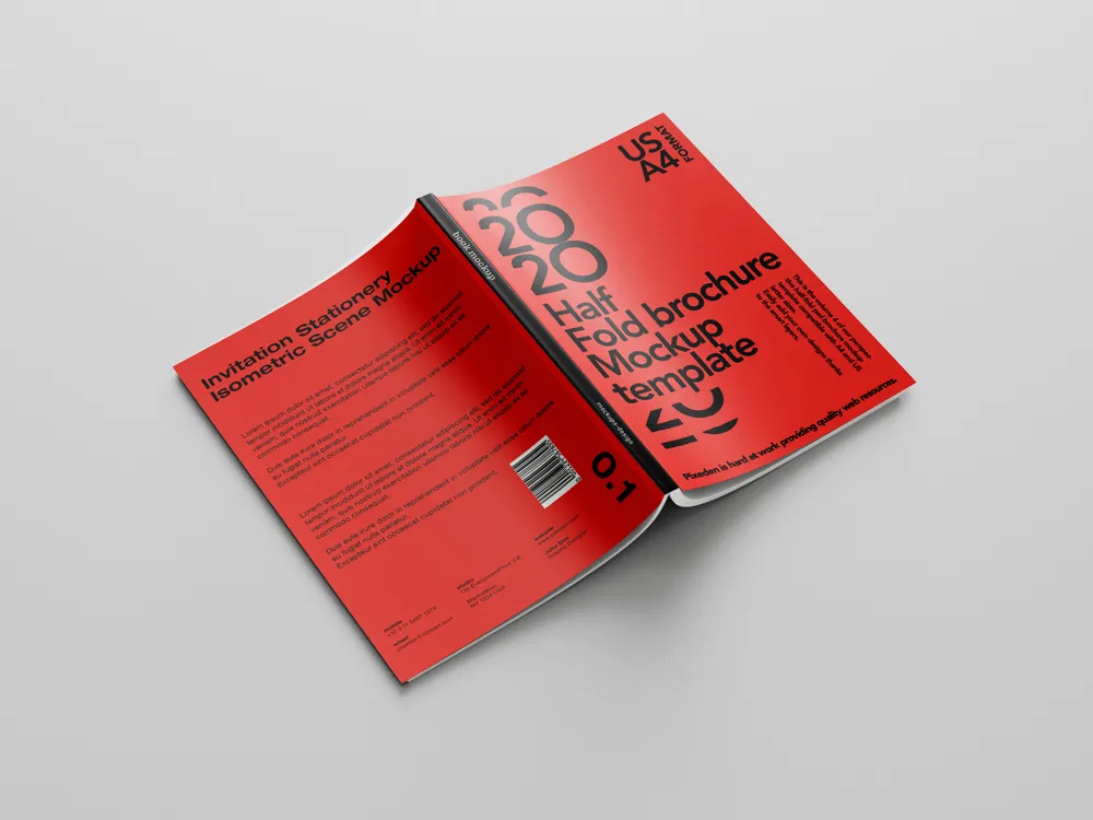 A4画册书籍杂志封面内页VI效果图展示PSD贴图样机设计素材模板