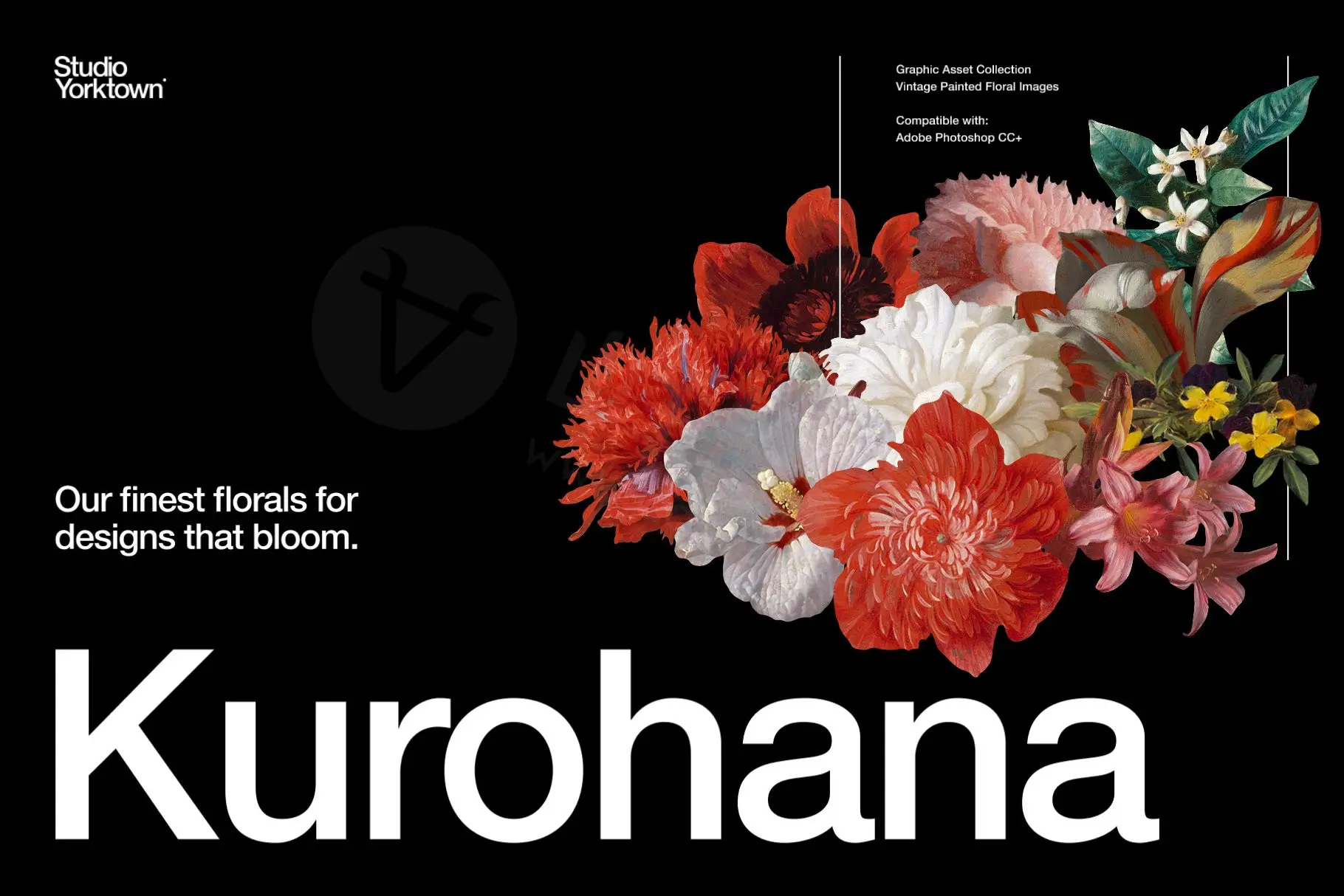 复古油画质感宫廷花卉植物花朵鲜花拼贴图案PNG免抠图片设计素材