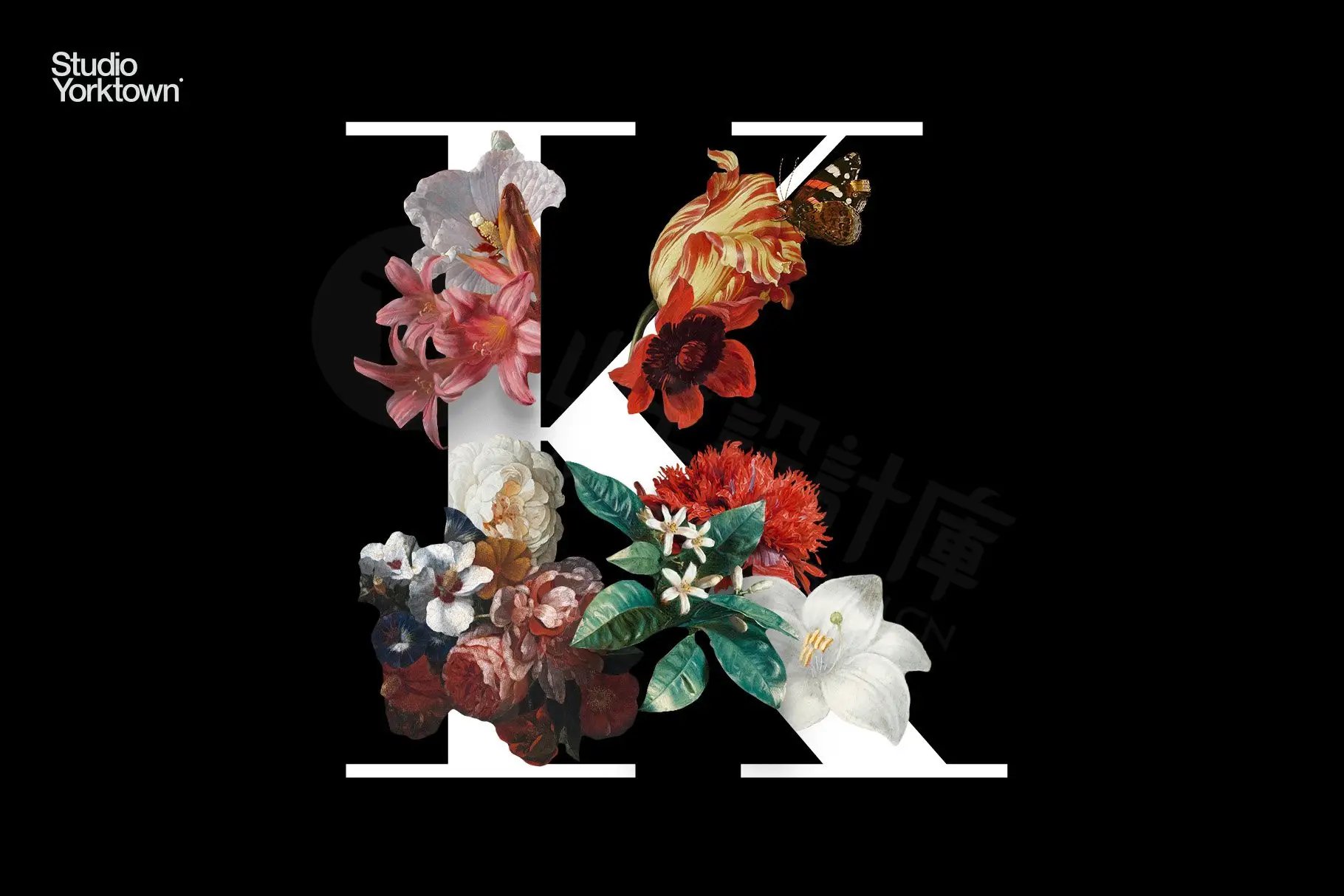 复古油画质感宫廷花卉植物花朵鲜花拼贴图案PNG免抠图片设计素材