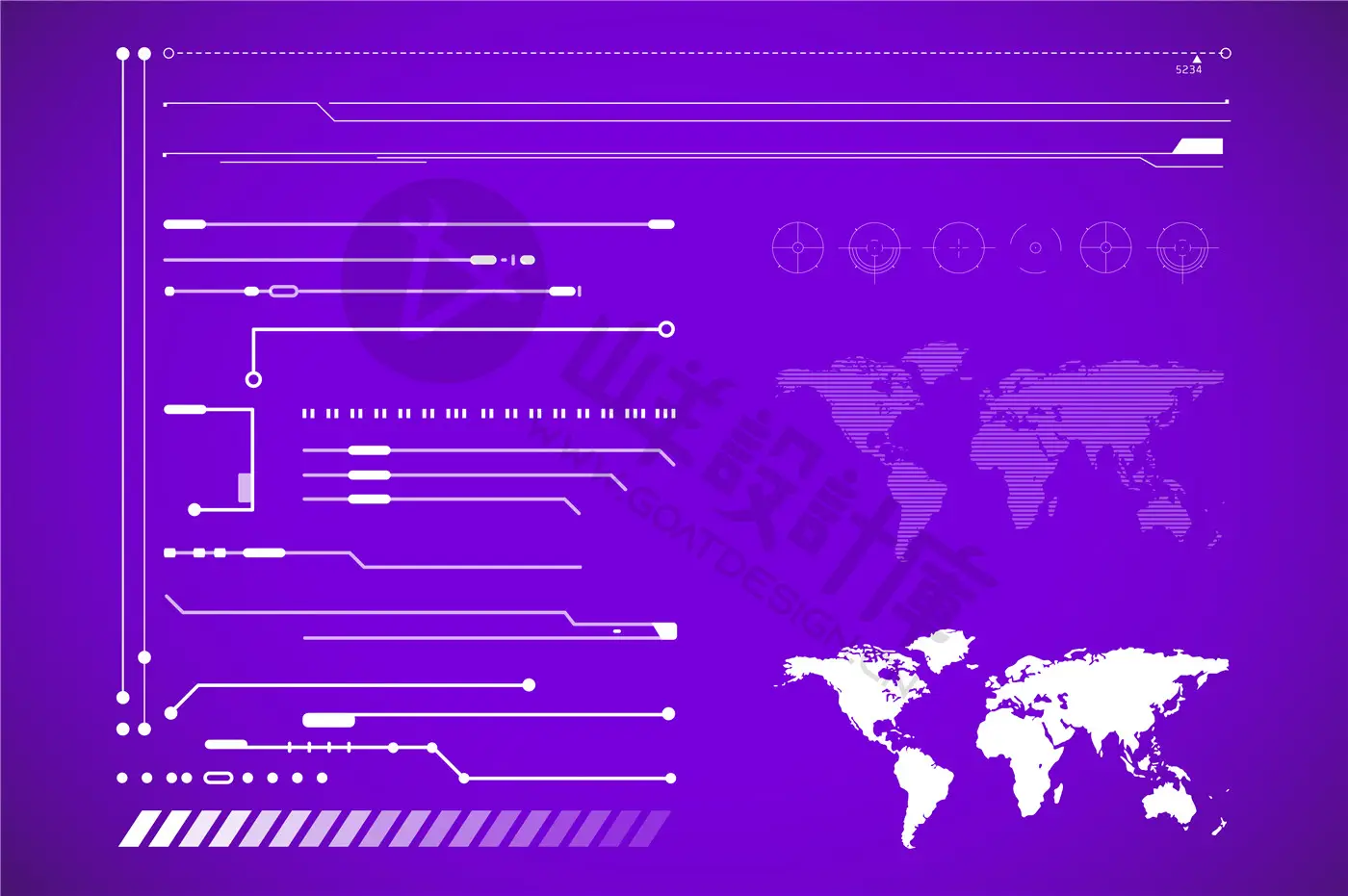 赛博朋克未来科技感HUD信息图表图形边框形状图案AI矢量设计素材
