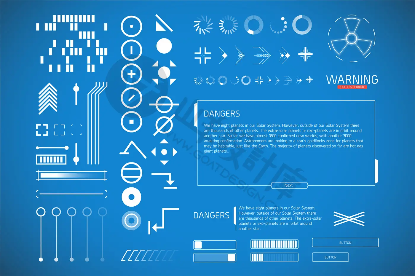 赛博朋克未来科技感HUD信息图表图形边框形状图案AI矢量设计素材